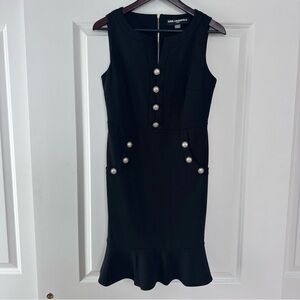 Karl Lagerfeld Paris Imitation Pearl Button Flounce Dress New Sz 2